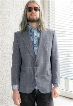 Vintage Blue Checked Blazer