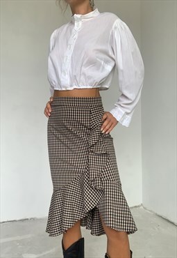 High Waisted Ximena Beige Midi Skirt