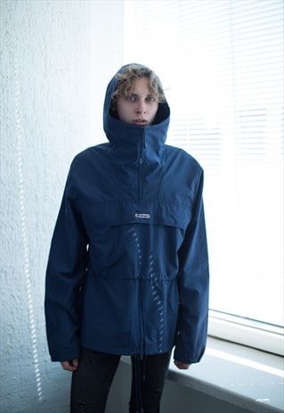 VINTAGE 80'S NAVY HOODED WINDBREAKER