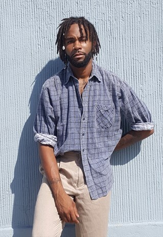 90S HERTIAGE SKATER GRUNGE PLAID FLANNEL SHIRT LARGE