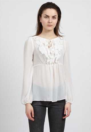 VINTAGE WHITE LONG SLEEVE TOP