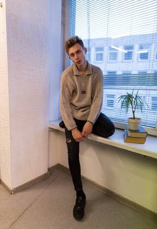 VINTAGE 80'S BROWN WOOL JUMPER