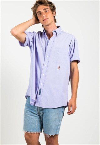 VINTAGE 80S TOMMY HILFIGER SHORT SLEEVE SHIRT / S3050