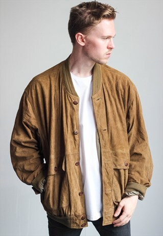 VINTAGE OVERSIZED SUEDE BOMBER JACKET