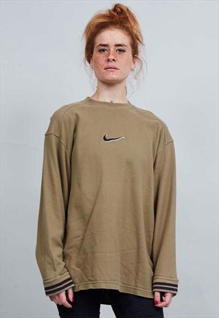 VINTAGE 90'S MESH KHAKI NIKE SWEATER