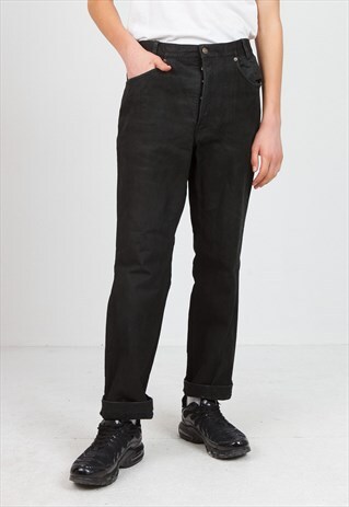 VINTAGE BLACK HENSON LEATHER TROUSERS BOTTOMS