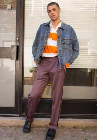 VINTAGE UNISEX TAILORED TROUSERS WITH SIDE STRIPE