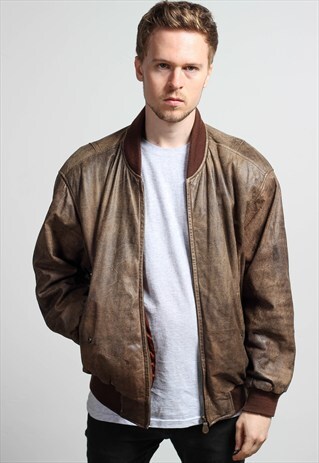 VINTAGE LEATHER BOMBER JACKET