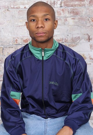 VINTAGE REEBOK LOGO TRACK JACKET NAVY BLUE