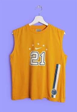  Vintage Y2K Nike T-shirt Tank top Vest Yellow Swoosh Logo