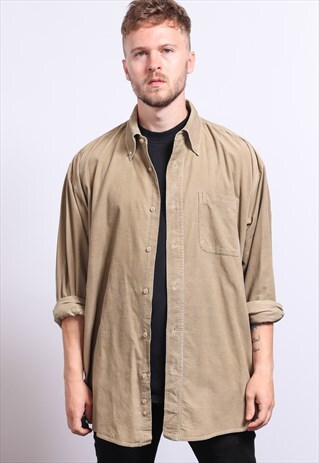VINTAGE CORDUROY CORD SHIRT BROWN