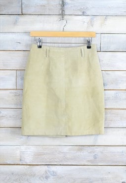 Vintage Suede Mini Skirt Beige W28 BL304