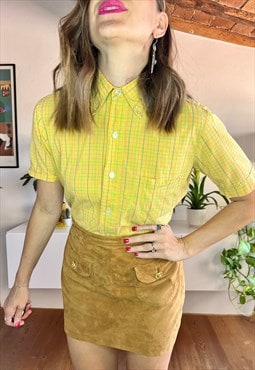 1980's vintage multicolor plaid blouse