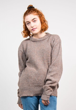 90'S VINTAGE GREY BROWN SPECK GRUNGE KNIT JUMPER