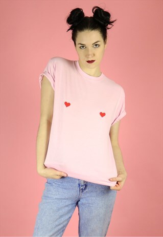 HEART NIPS T-SHIRT - PINK