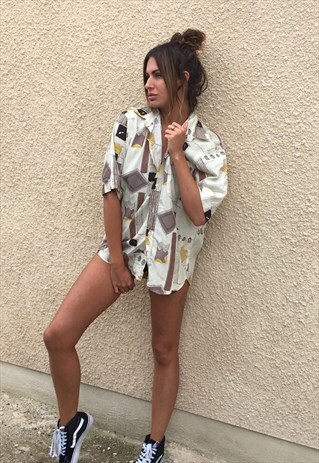 PATTERNED OVERSIZED RETRO VINTAGE UNISEX FESTIVAL SHIRT