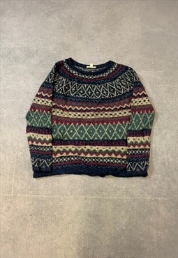 Vintage Knitted Jumper Cute Abstract Patterned Knit Sweater