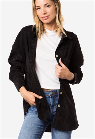 CORD OVERSIZED SHIRT IN BLACK