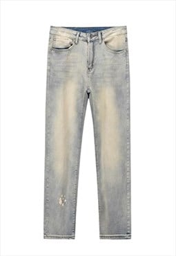 Blue Washed Pants Jeans Trousers