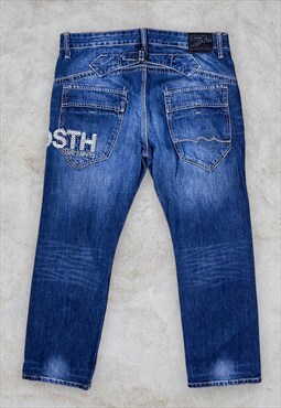 Vintage Teddy Smith Jeans Blue Embroidered Straight W36 L32