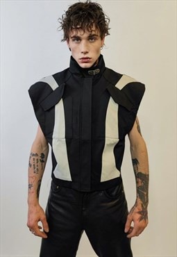 Sleeveless utility jacket futuristic raver vest cyber punk