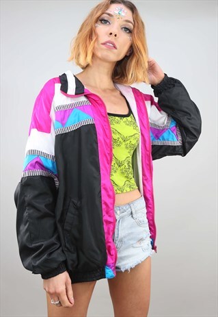 VINTAGE 80S 90S OVERSIZED FESTIVAL SHELL WINDBREAKER JACKET