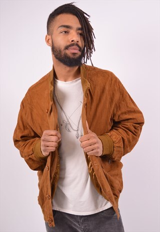 VINTAGE SUEDE BOMBER JACKET BROWN