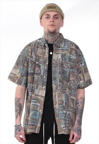 VINTAGE ABSTRACT PRINT 90S SHIRT