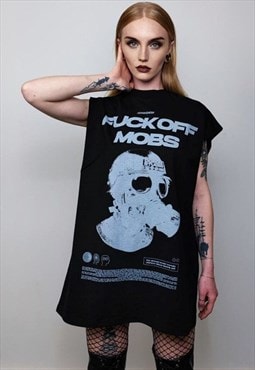 Punk sleeveless t-shirt gas mask print tank top grunge vest
