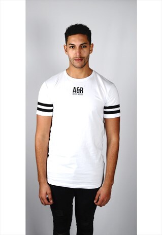 ARL ESSENTIALS - WHITE LONGLINE STRIPED T-SHIRT