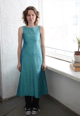 Vintage Blue Shimmering Midi Dress