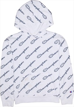 Champion 90's Spellout Pullover Hoodie XLarge White