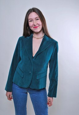 80s woman vintage party green blazer jacket 