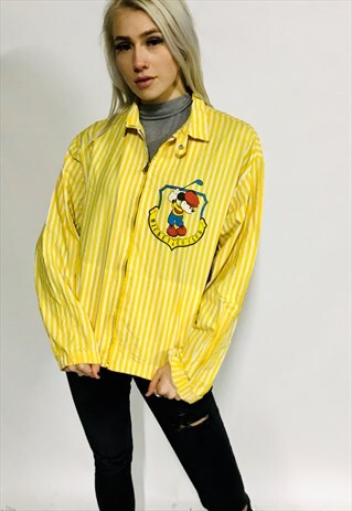 VINTAGE DISNEY MICKEY MOUSE JACKET CANDY STRIPE M 80S