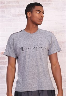 Vintage Champion Tape Logo T-Shirt Grey