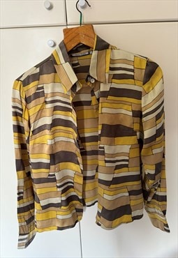 Vintage ANNA RISKA Silk Satin Shirt. Size xl. Made in EU