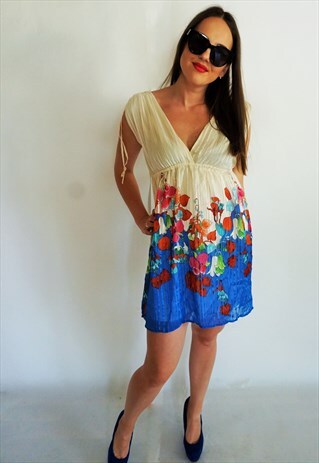 VINTAGE SUMMER COCKTAIL MIDI DRESS DRESSES EVENING FLORAL