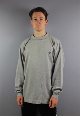 VINTAGE TIMBERLAND ROLL NECK SWEATSHIRT IN GREY WITH EMBROID