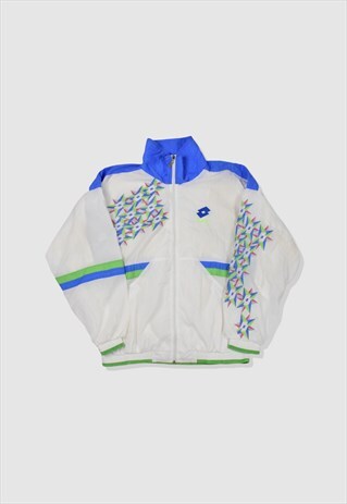 VINTAGE 90S LOTTO CRAZY PATTERN TRACKSUIT JACKET IN WHITE
