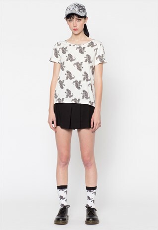 WHITE T-SHIRT WITH MONSTER PRINT