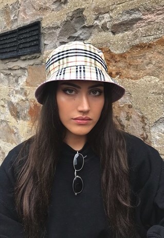 LOVE ROUTE FESTIVAL UNISEX BUCKET HAT BEIGE NOVA CHECK