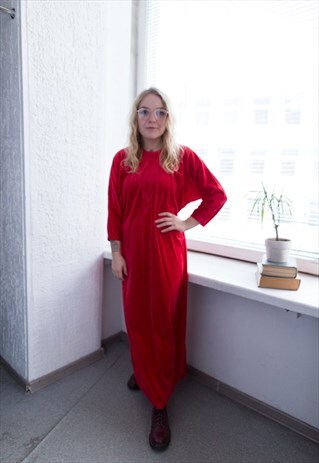 VINTAGE 70'S MAXI RED VELVET DRESS