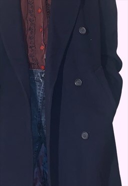 Vintage Y2K Dark Long Oversized Wool Coat