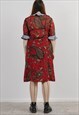 VINTAGE 90S FRILL DETAIL WRAP UP PAISLEY PATTERN MIDI DRESS