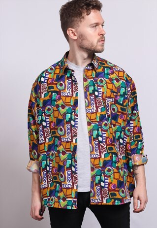 VINTAGE ABSTRACT PATTERNED SHIRT 90'S