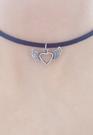 WINGED HEART SUEDE CHOKER