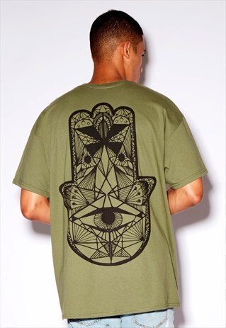 HAMSA OVERSIZED GREEN TEE
