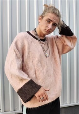 Premium woolen knit sweater wide sleeve jumper pastel pink