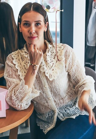 CROCHET COLLAR MESH TOP