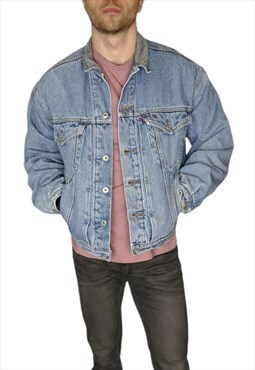 Men's Levi's Denim Trucker Jacket Orange Tab Size Large